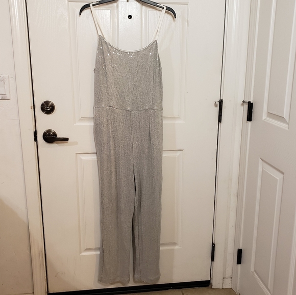ETT TWA Jumpsuit Claudette Sequin Silver